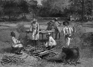 Barbecue pit sketch by Horace Bradley published in 1887