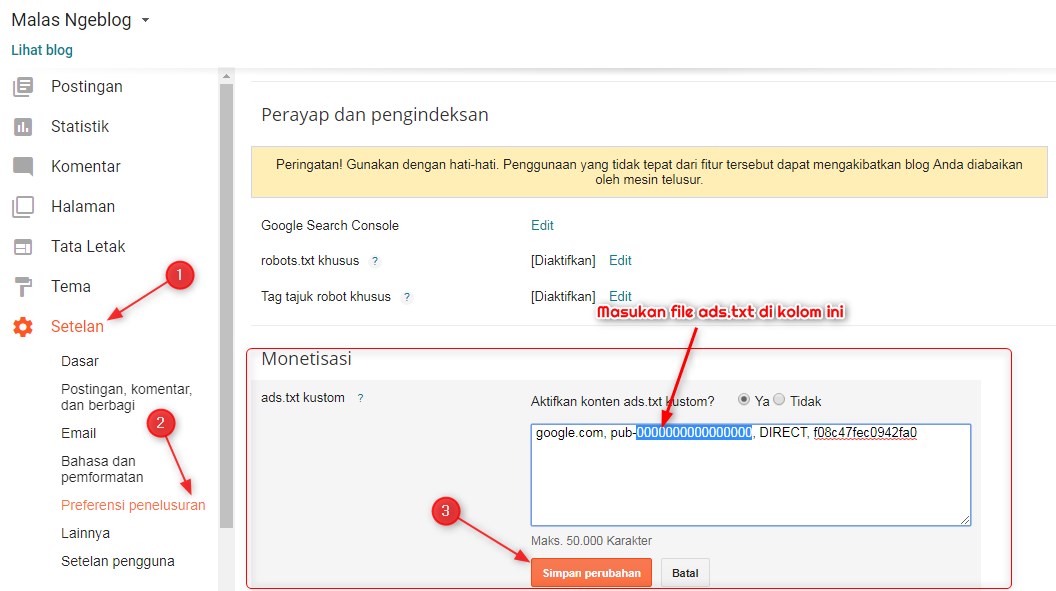 Cara Mengaktifkan Ads.txt di Blogger