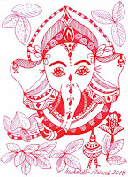 Zentangle Red Ganesha