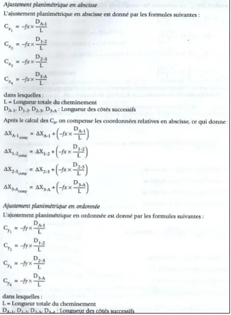 Polygonation,  calcul,  Types de Cheminement, topographiques,