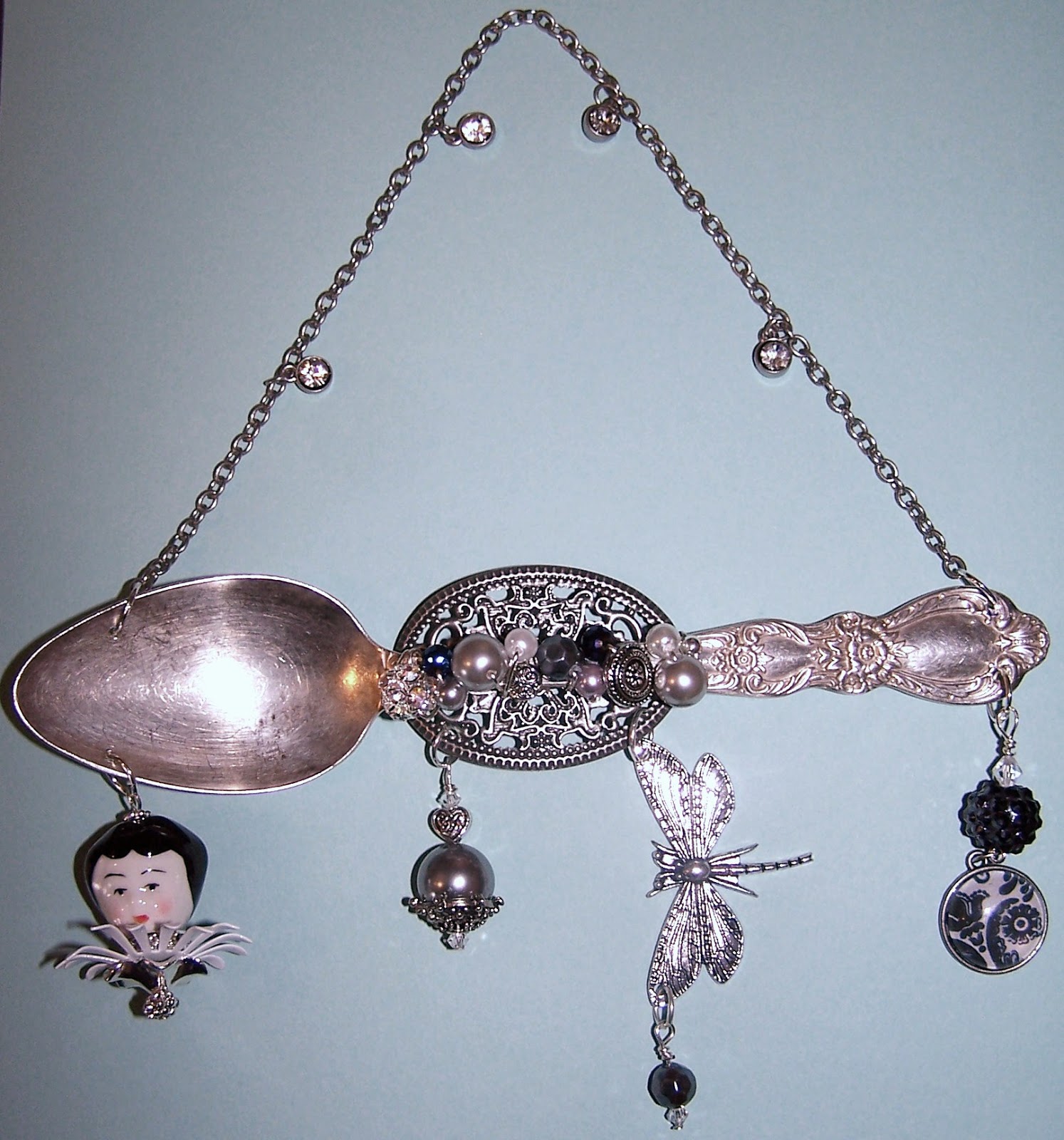 Nostalgic Collage' Shades of Blue Antique Spoon Hanger