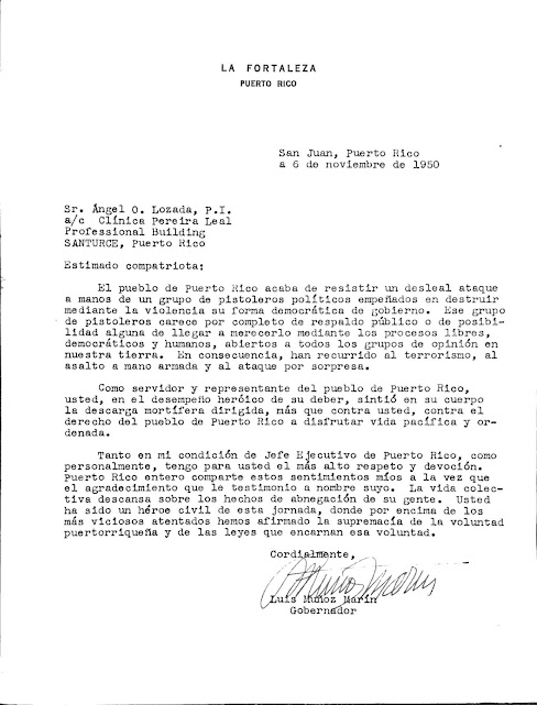 Carta Oscar Angel Lozada Torres Luis Muñoz Marín Carta Oscar Angel Lozada Torres Luis Muñoz Marín