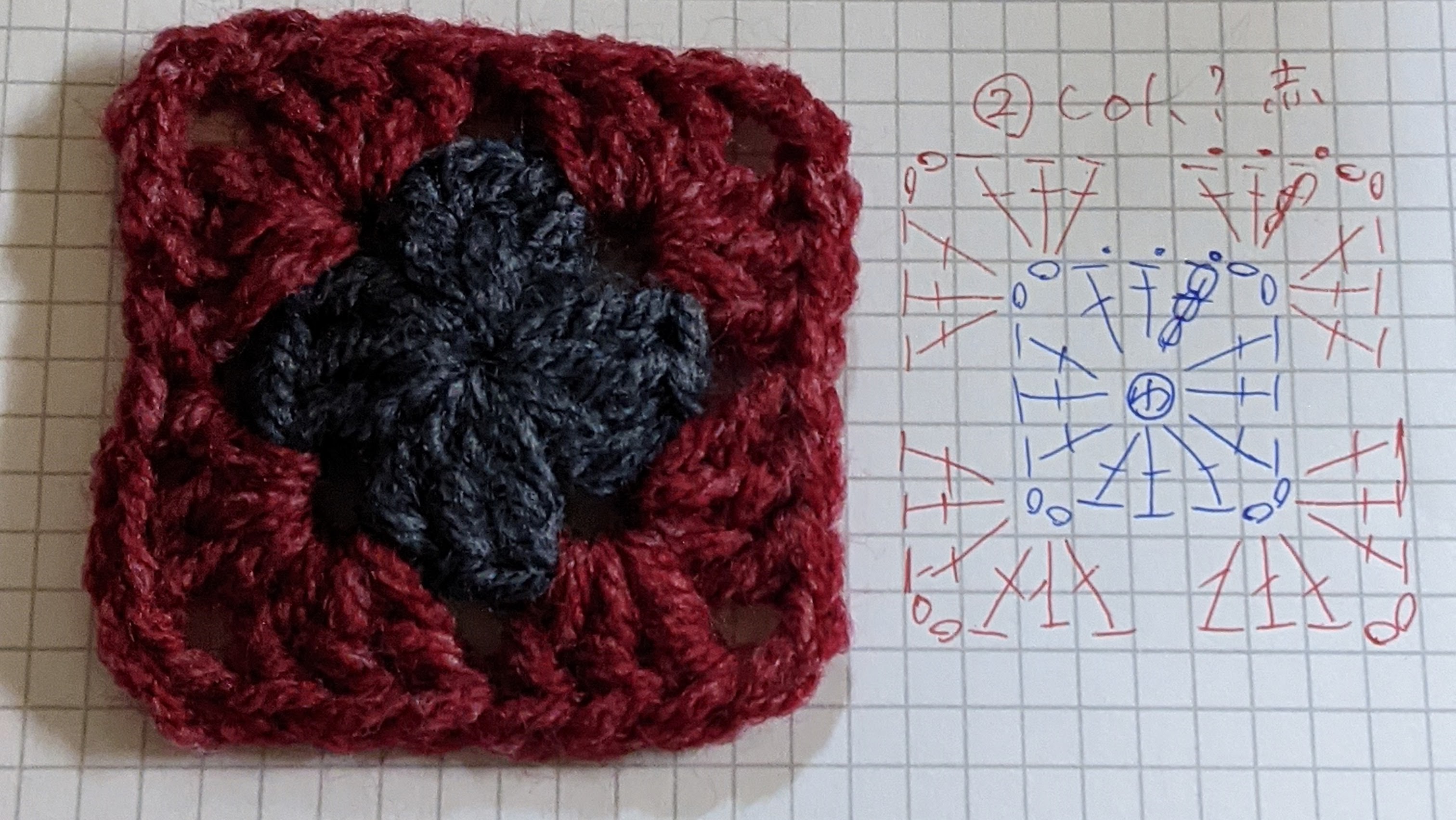 グラニースクエアのフィンガーレスグローブの編み方と編み図【無料 