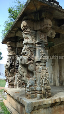 Yali, part Lion, part Horse, part Elephant Pillars with Yalis in the front