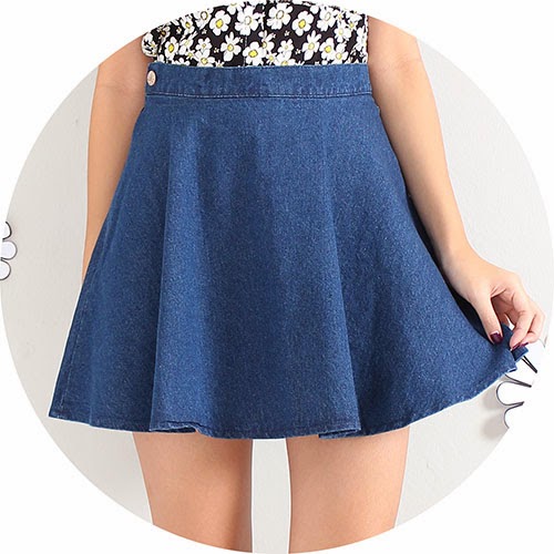 The Baeked Hour Denim skater skirts (light & dark denim)