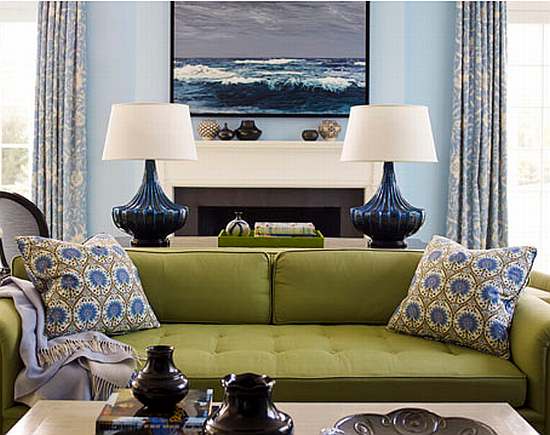 Living Room Design: Green Living Room with Combination Colors