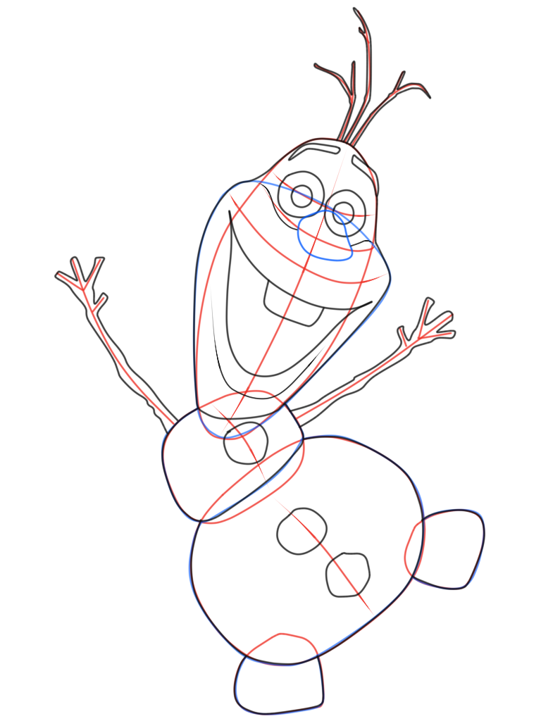Как нарисовать олафа из холодного сердца поэтапно