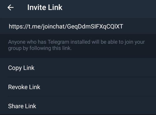 Lien de partage du groupe Telegram