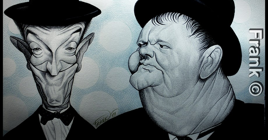 Caricature Caricature of Stanlio e Ollio, pencils on paper, by Frank