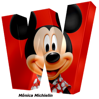 Abecedario 3D con la Cara de Mickey. Mickey Letters.