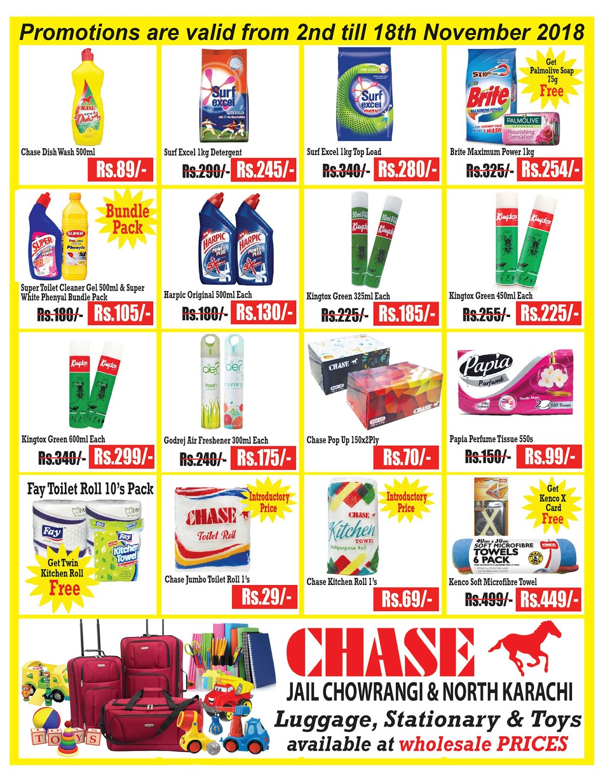 Chase Department Store Promotions Price List Till 18th November 2018