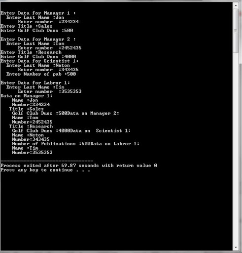 Inheritance in C++ Program