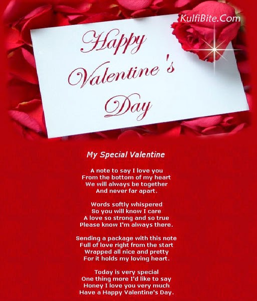 My Special Valentine, Sweet Poem with Wallpaper Wish Message Quotes