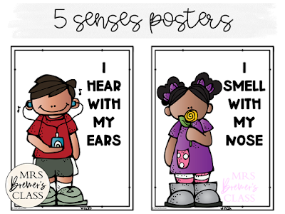 Five Senses learning ideas and fun activities with resources for teaching the 5 senses in Kindergarten- love the Potato Head craftivity! #fivesenses #5senses #kindergarten #kindergartenscience #science