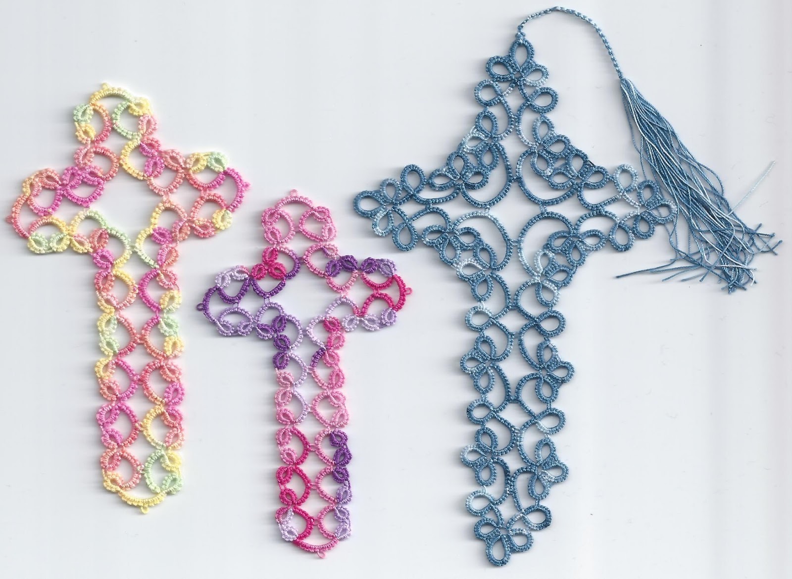 Tatting Lace in Grace 3 Tatted Crosses