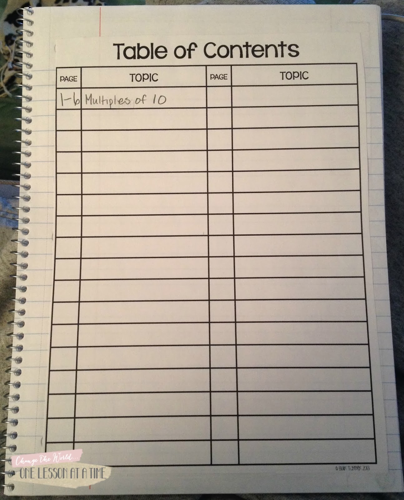 Blank Table Of Contents Template