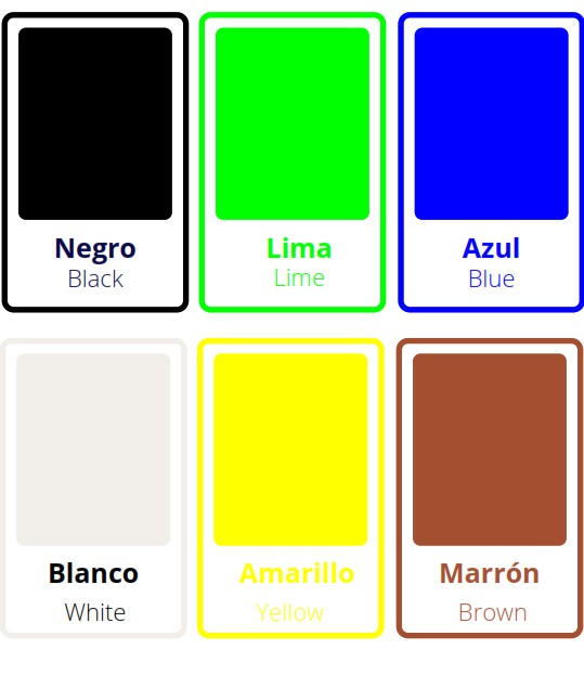 English to Spanish The Colors Spanish Flashcards