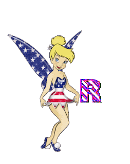 Abecedario de Tinkerbell con Vestido de la Bandera de USA. Tinker Bell with American Flag Dress Abc.