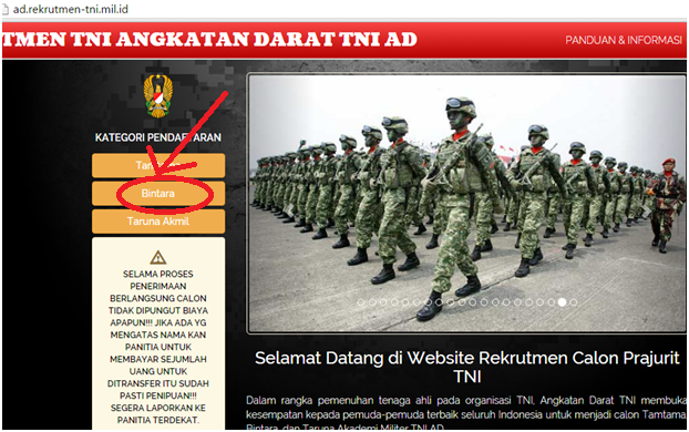 Telah Dibuka Pendaftaran Bintara TNI AD 2022/2023 - PENDAFTARAN MAHASISWA