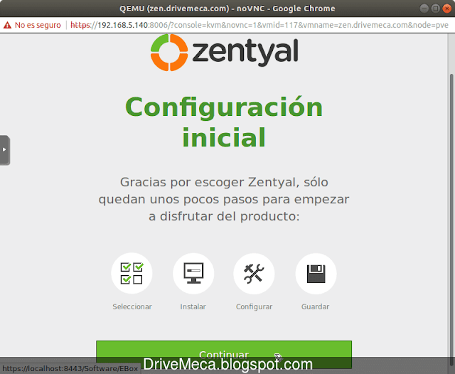 Comenzamos la configuracion final de Zentyal