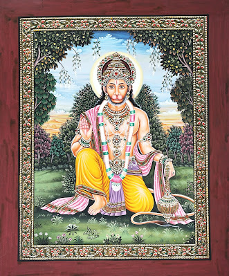 Lord Hanuman Watercolor Painting On Board