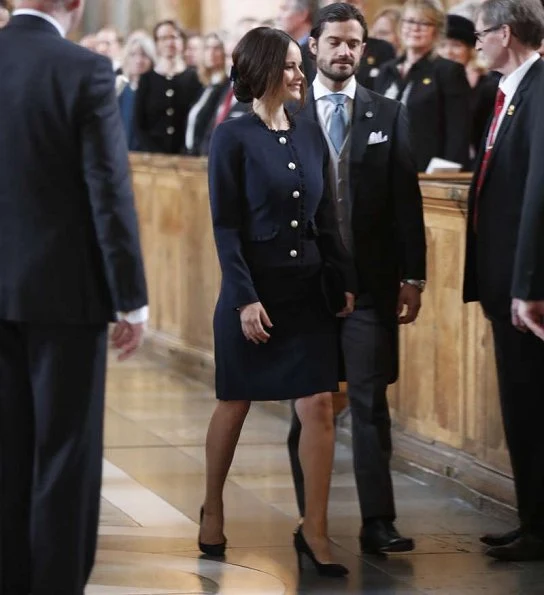 Queen Silvia, Princess Victoria, Princess Estelle, Prince Carl Philip, Princess Sofia, Chris O'Neill at Te Daum for Princess Adrienne Josephine Alice