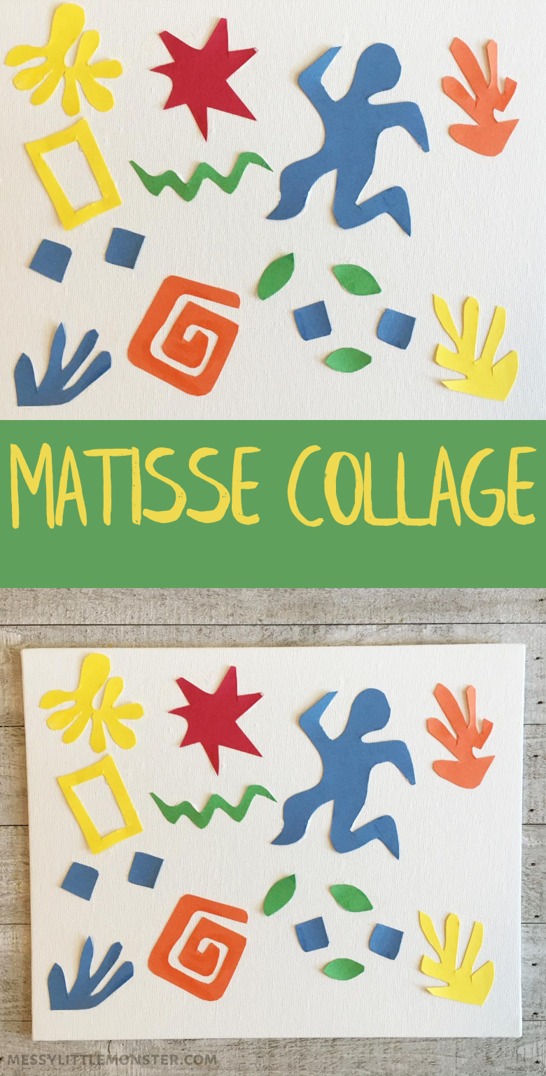 Matisse collage art project. Matisse for kids. Matisse shapes printable included.