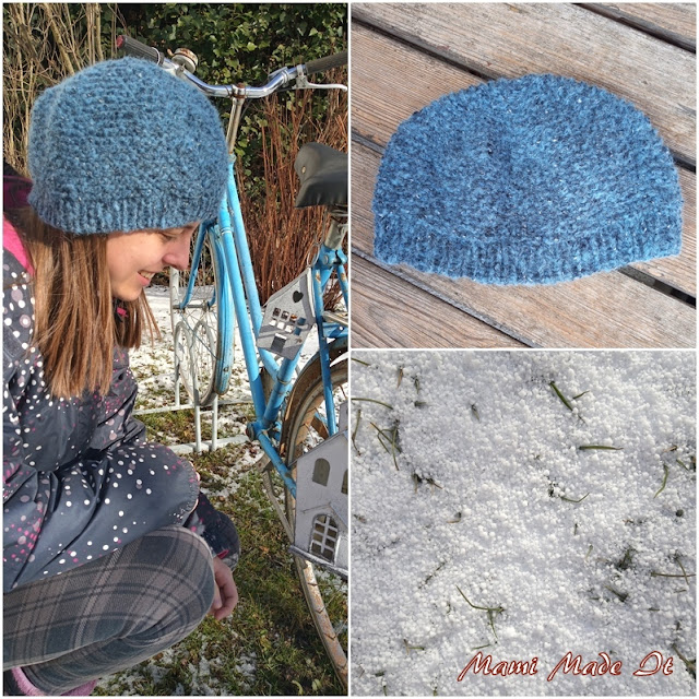 Blaue Mütze gestrickt- Blue Hat knitted