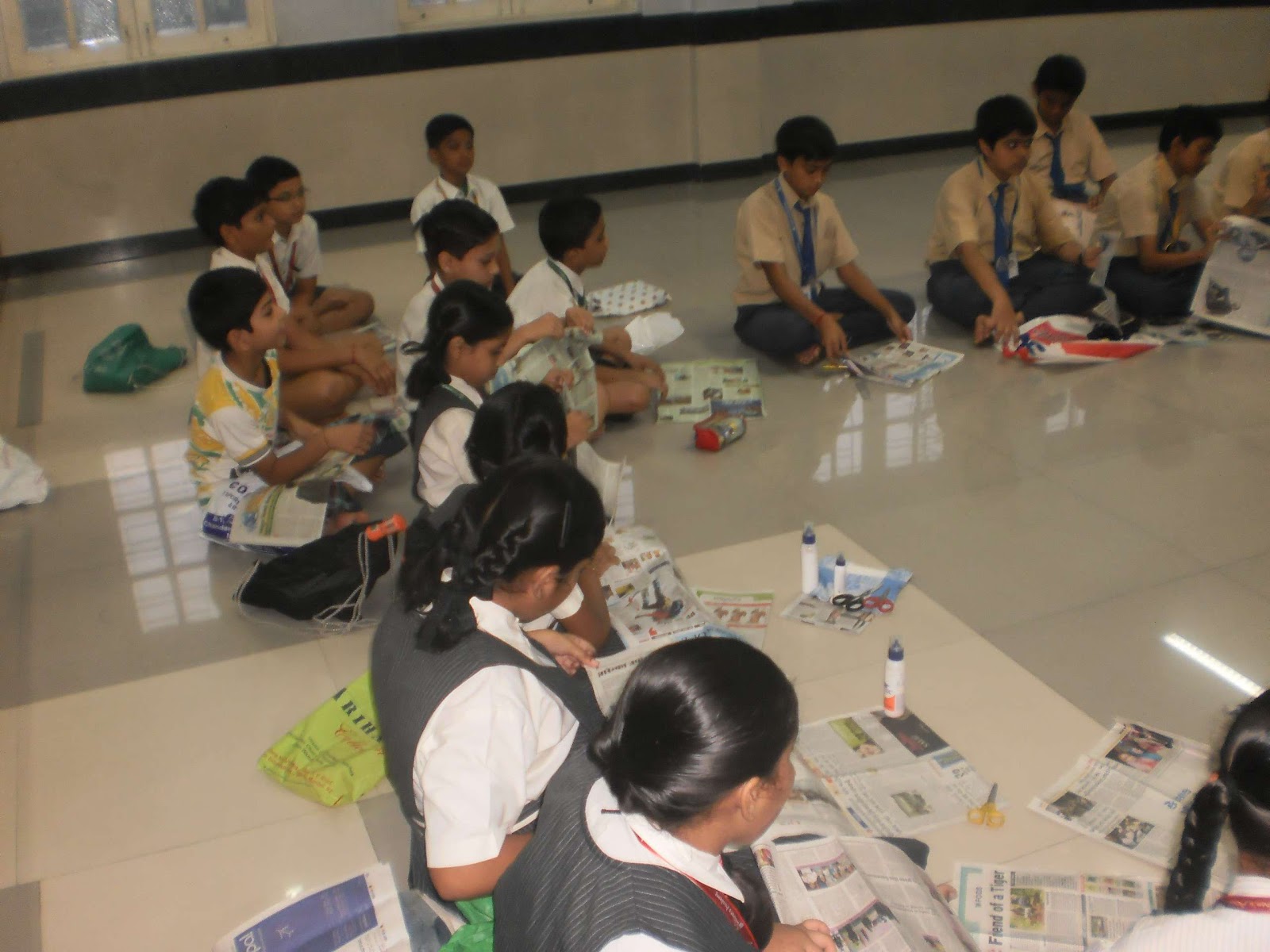 Paper bag making Children's Academy Group of Schools,Ashok Nagar