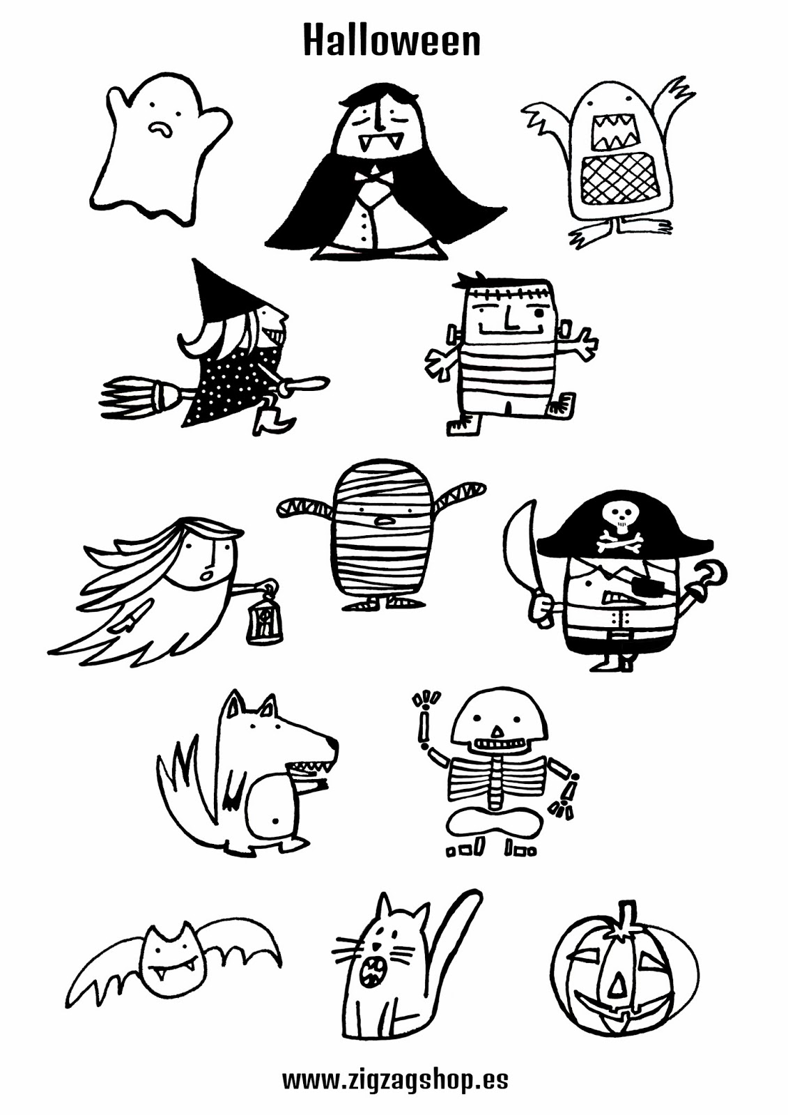 Los Garabatos de Sapeón: Ilustración Halloween de www.zigzagshop.es