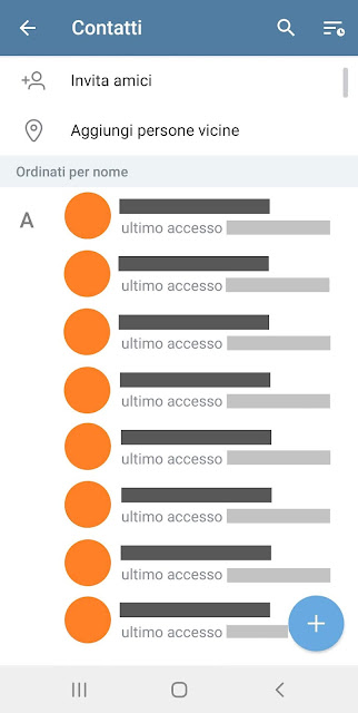 Telegram Messenger per Android Contatti