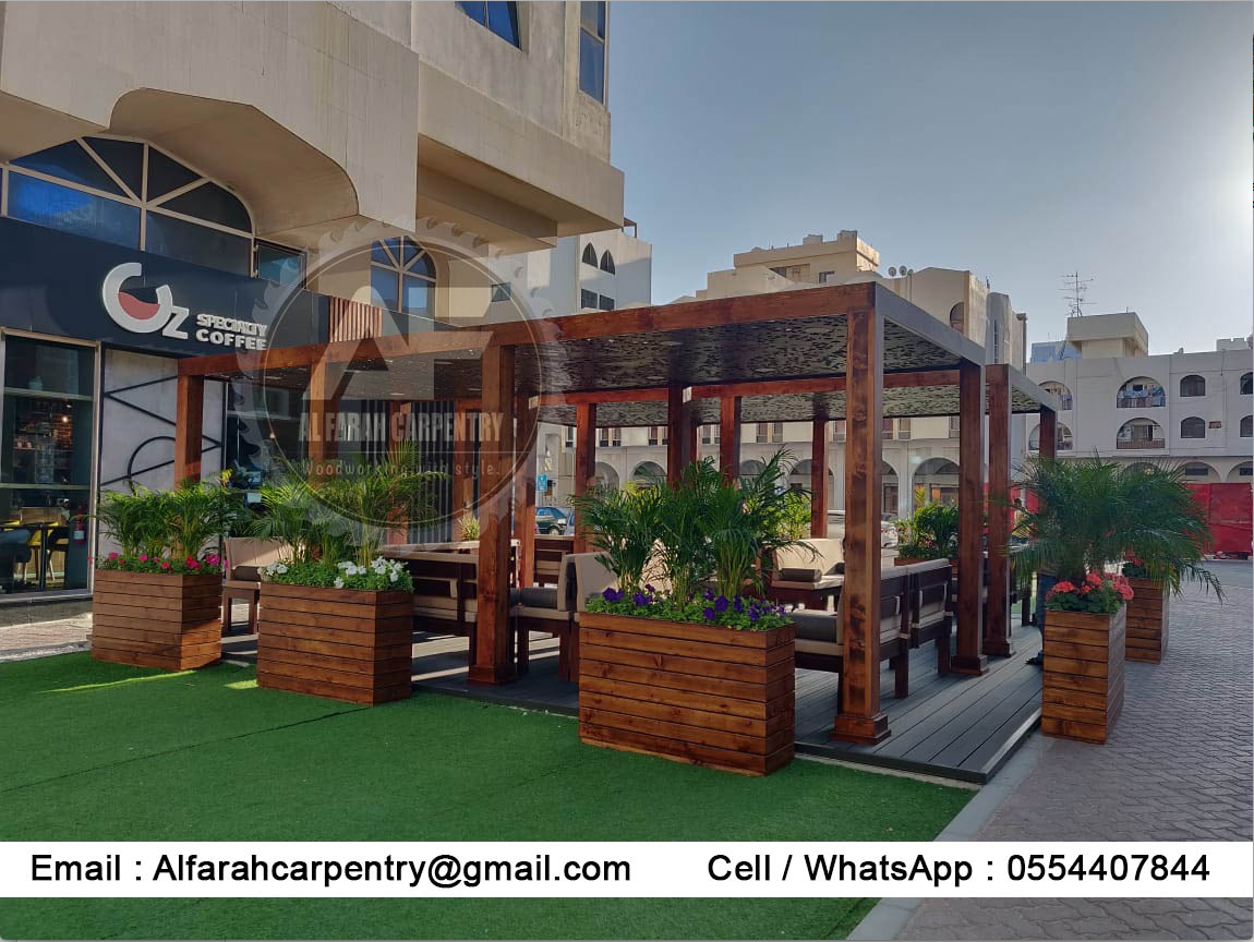 Restaurant Wooden Pergola Dubai Cafeteria Wooden pergola Garden
