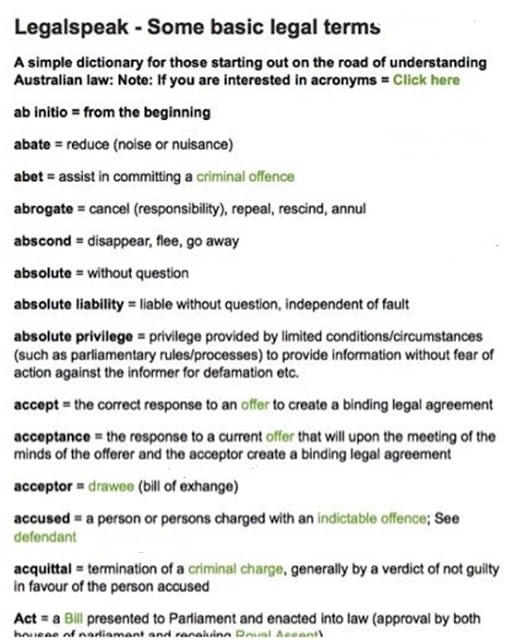 Common legal words
