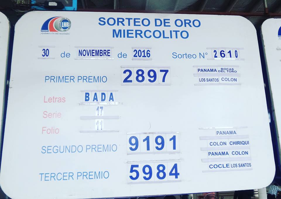 Loteria Nacional de Panama resultados Miercoles 30