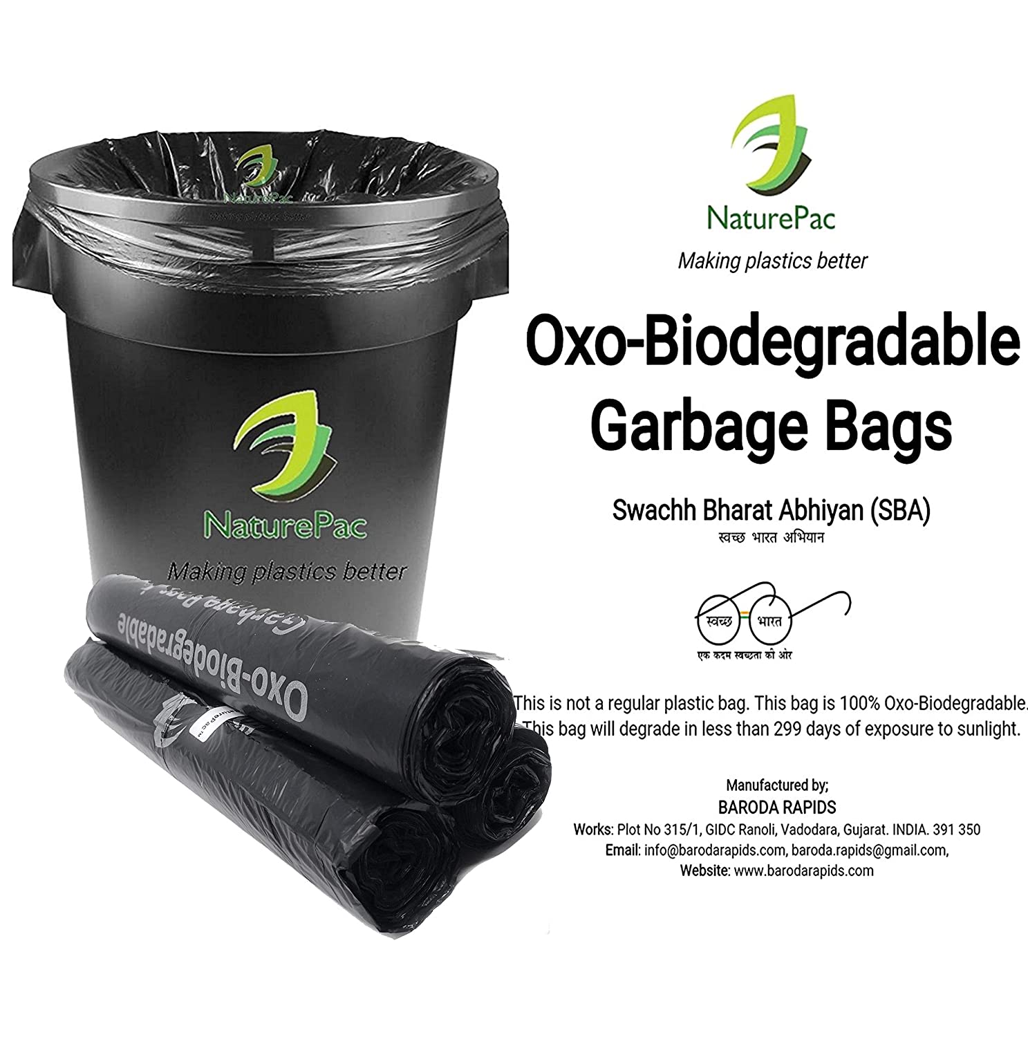 NaturePac Garbage Bags Biodegradable Home n kitchen