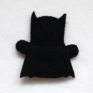 Batman felt fingerpuppet, handmade by Joanne Rich.