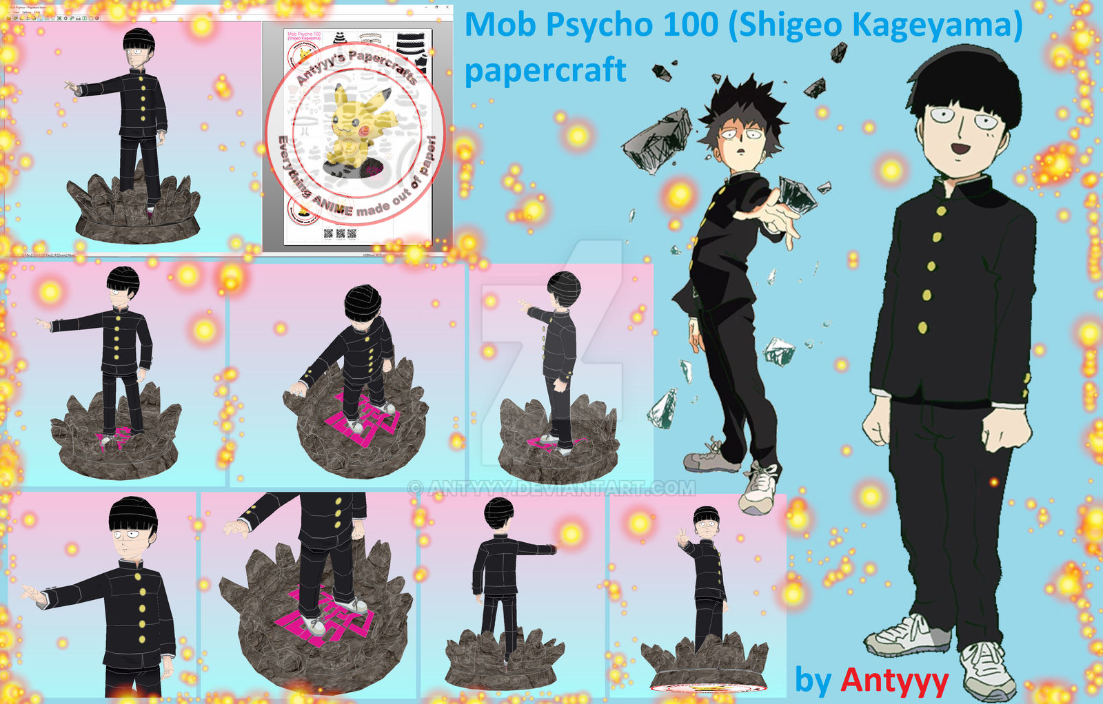 Antyyy's Papercrafts Shigeo Kageyama (Mob Psycho 100) papercraft