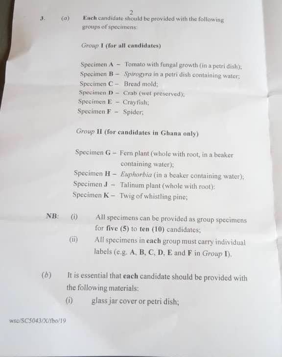 Waec biology expo 2019 picture