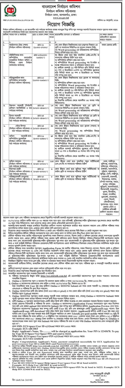 Bangladesh Election Commission Job Circular 2019