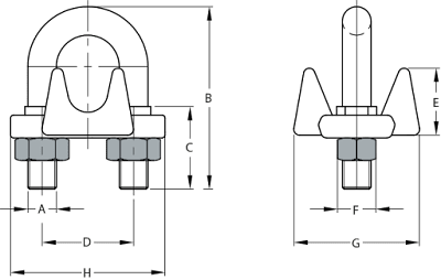 Drahtseilklemmen entsprechen der Norm EN 13411-5 Typ B.