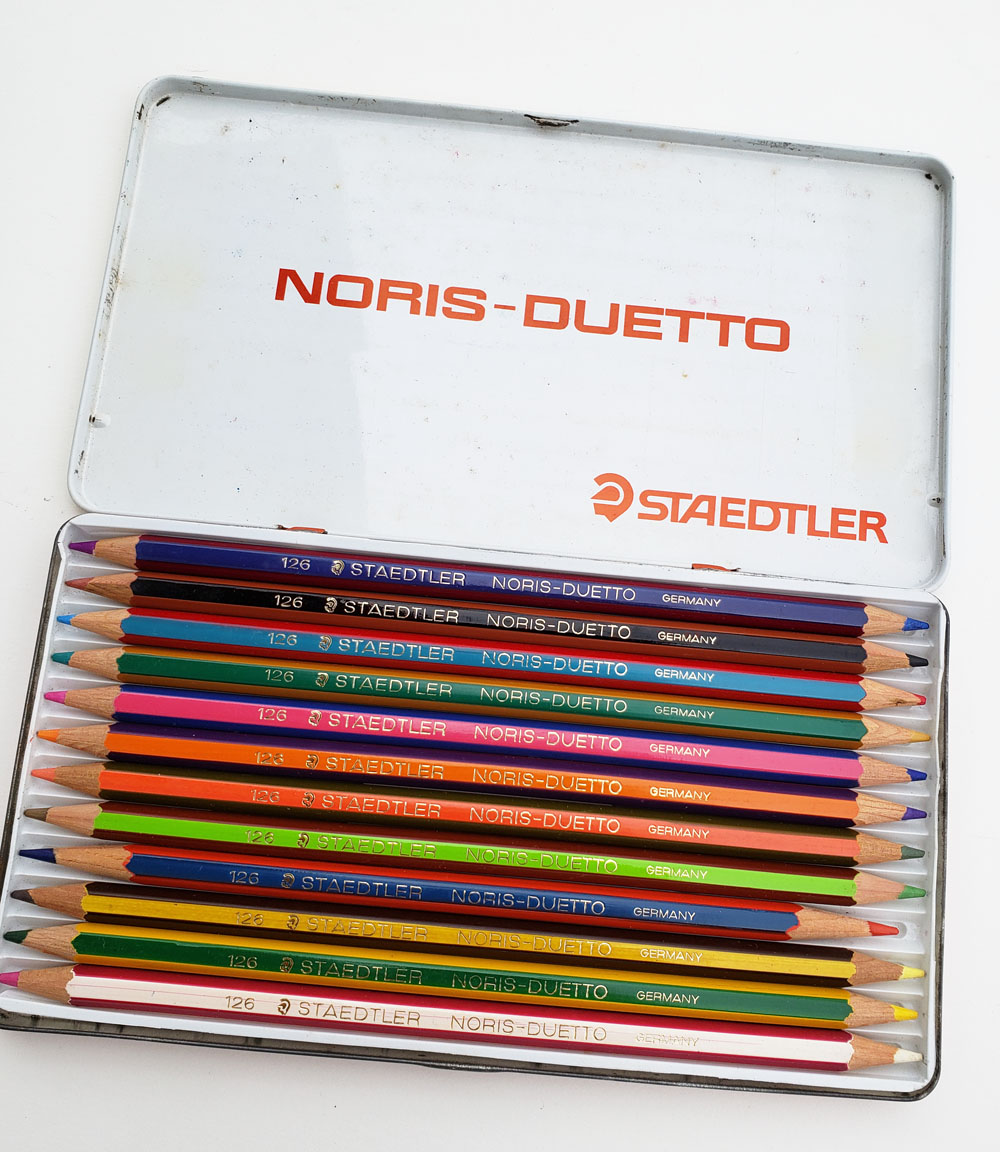 Fueled By Clouds Coffee Vintage Colored Pencils Staedtler Noris Duetto And Mars Polycolor