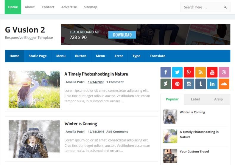 G Vusion 2 Blogger Template