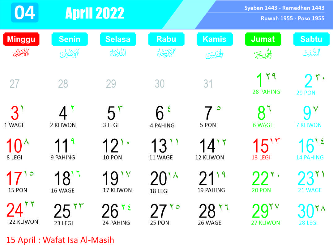 Kalender April 2022 - Kanalmu