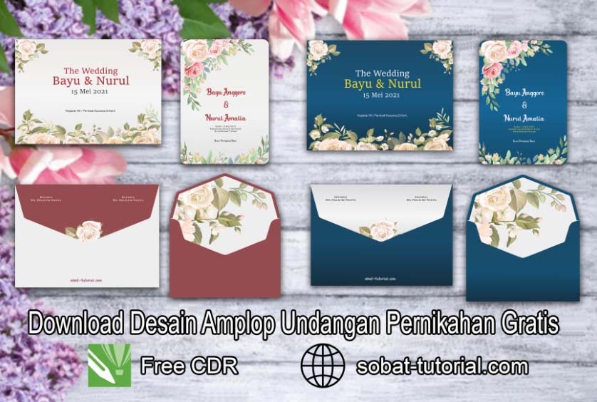 Download Desain Amplop Undangan Pernikahan CDR Gratis SobatTutorial