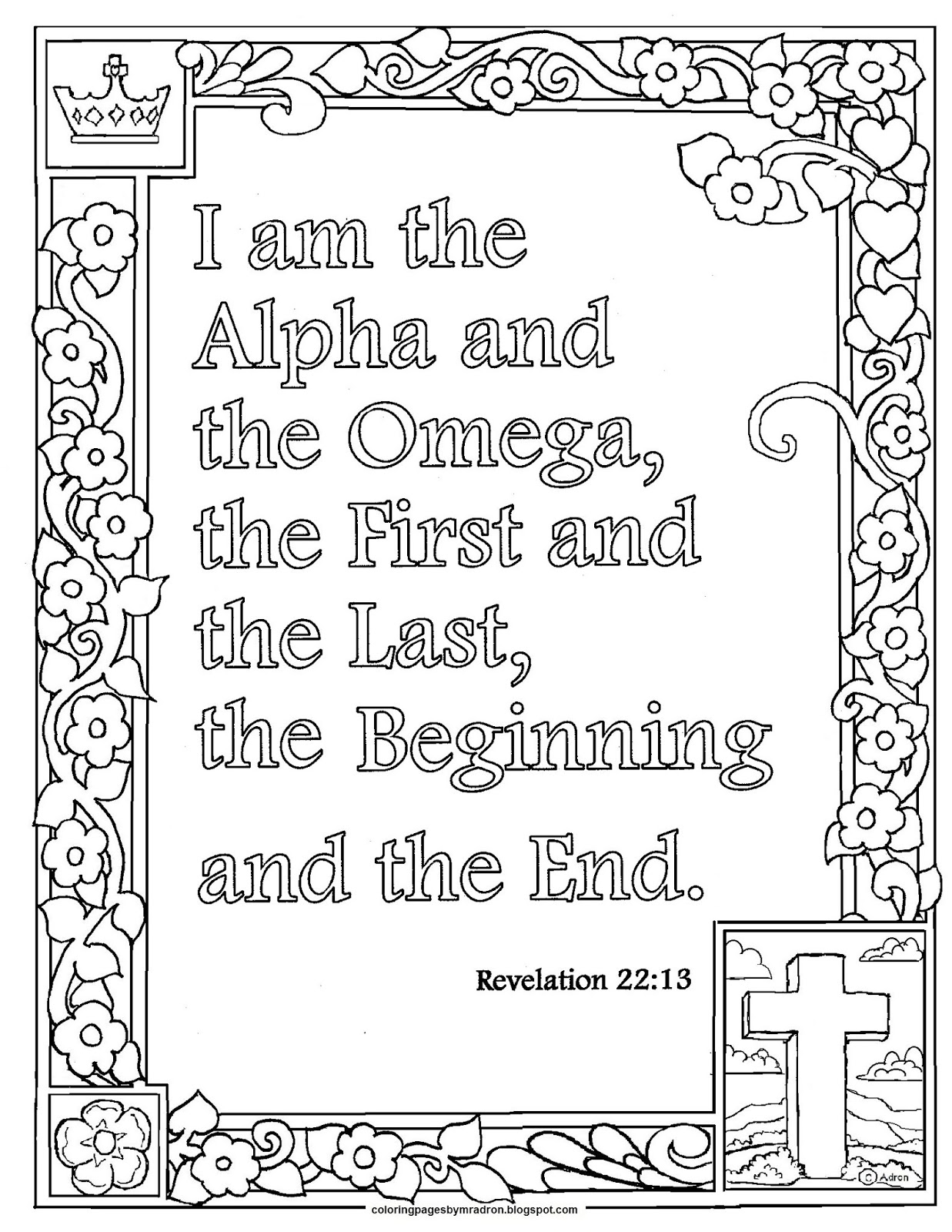 Coloring Pages for Kids by Mr. Adron: Revelation 22:13 Print And Color