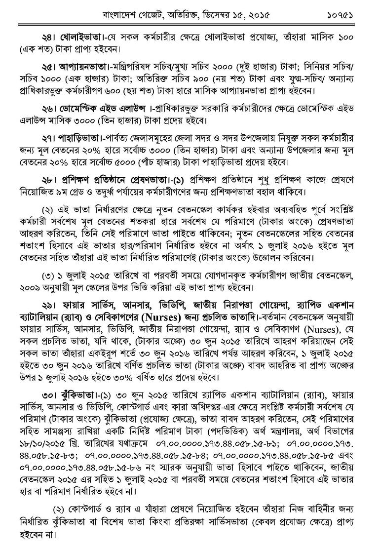 National Pay Scale 2015: বেতন স্কেল ২০১৫