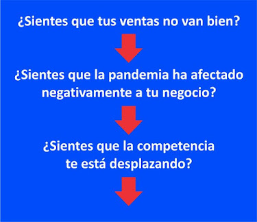 Una imagen que contiene los siguientes textos: ¿sientes que tus ventas no van bien?  ¿sientes que la pandemia ha afectado negativamente a tu negocio? ¿sientes que la competencia te está desplazando?