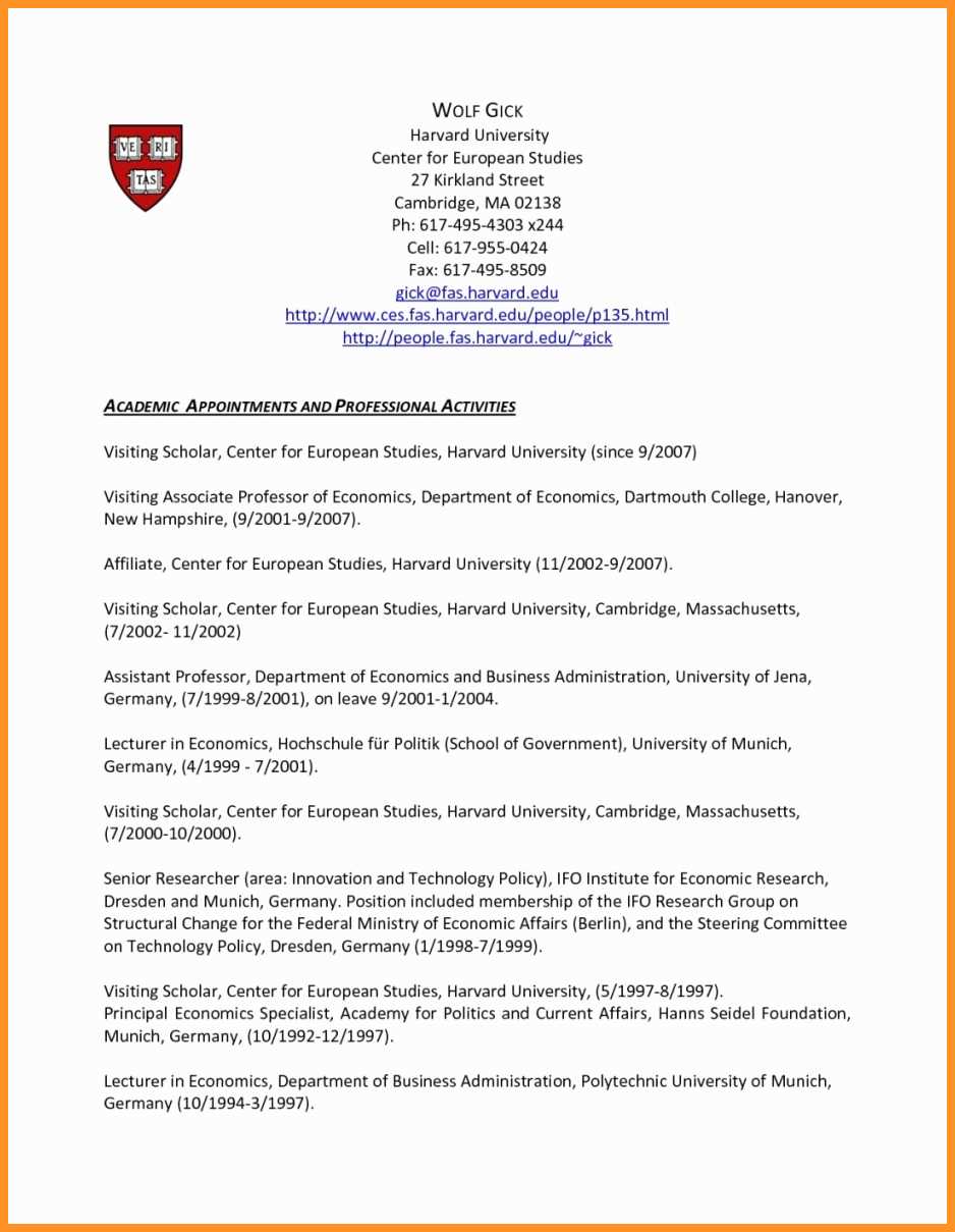 harvard cover letter resume