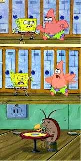 Polosan meme spongebob dan patrick 13 - kecoa makan krabby patty