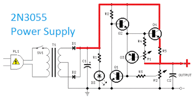 2N3055 Variable DC Power Supply circuit and explanation